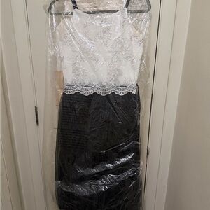 Elegant Black and White Lace Dress